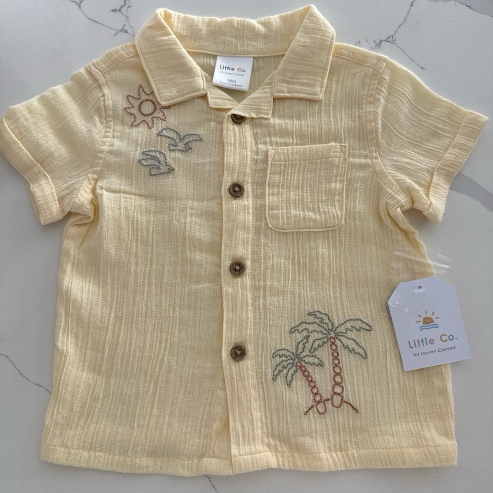 Little Co. Kids Cream Button Down Shirt